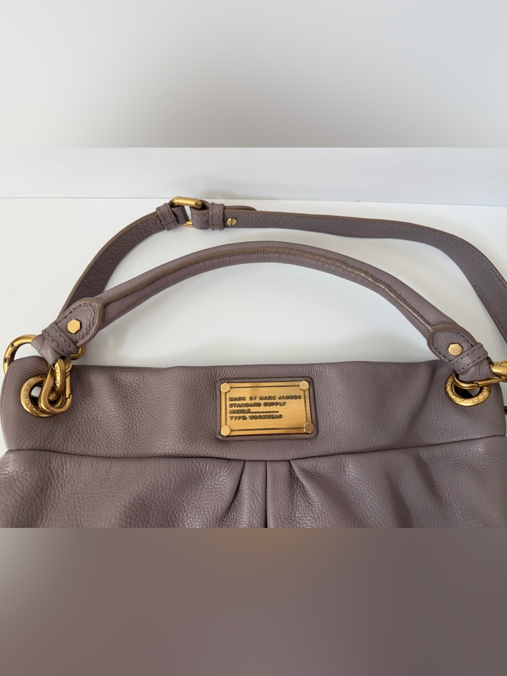 Marc Jacobs Standard Supply Pebbled Leather Hobo Bag in Taupe/Purple-Gray - Picture 3 of 10